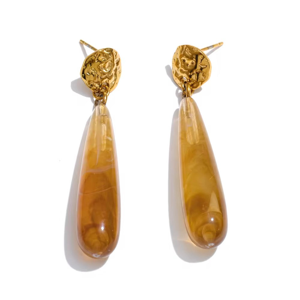 Amber Marble Dangle Earring