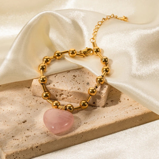 Resin Pink Transparent Heart Bracelet