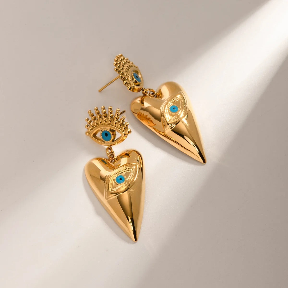 Evil Eye Heart Earrings