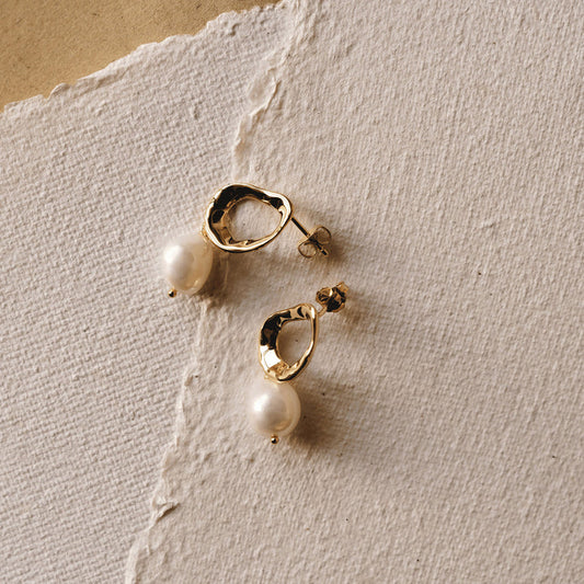 Water Pearl Gold Plated Earrings