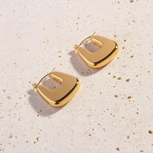 U Shape Gold Hoop Earrings