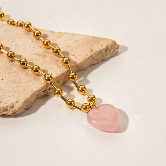 Resin Pink Transparent Heart Bracelet